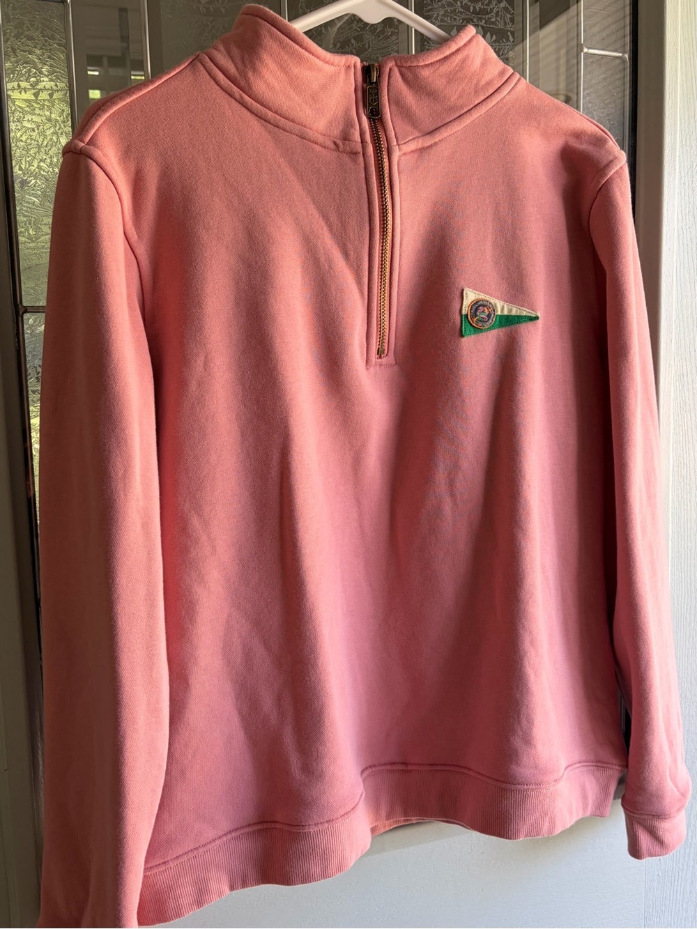 Kiel James Patrick Pink Quarter-Zip Pullover with Pennant Patch